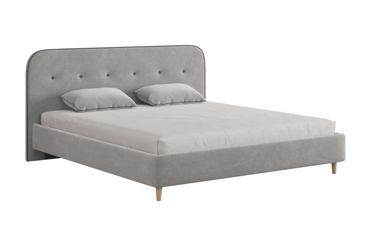 Кровать с основанием Лео 180х200 см галька (велюр)/графит (велюр) в Нижневартовске - nizhnevartovsk.mebel-tymen.ru | фото