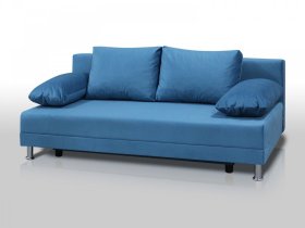 Диван Комфорт без подлокотников 4 подушки микровелюр голубой в Нижневартовске - nizhnevartovsk.mebel-tymen.ru | фото
