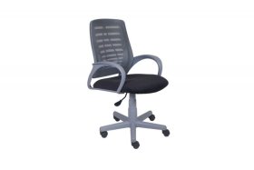 Кресло Ирис пластик серый-сетка серая/ткань NEO-26 (флок) серая (подл.пластик серый)/осн.пластик серый в Нижневартовске - nizhnevartovsk.mebel-tymen.ru | фото