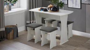 Обеденная группа тип 1 Дуб крафт белый/Велюр серый в Нижневартовске - nizhnevartovsk.mebel-tymen.ru | фото