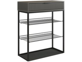 Обувница Вельвет графит/графит матовый/черный муар в Нижневартовске - nizhnevartovsk.mebel-tymen.ru | фото