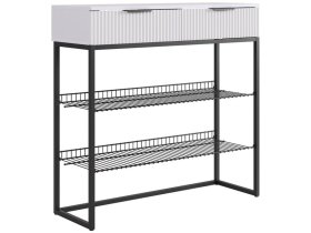 Обувница Классная 1 белое дерево/белый матовый/черный муар в Нижневартовске - nizhnevartovsk.mebel-tymen.ru | фото