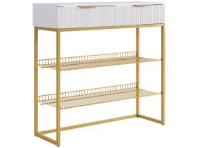 Обувница Классная 1 белое дерево/белый матовый/золото в Нижневартовске - nizhnevartovsk.mebel-tymen.ru | фото