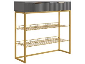 Обувница Классная 1 графит/графит матовый/золото в Нижневартовске - nizhnevartovsk.mebel-tymen.ru | фото