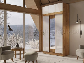 Шкаф с антресолью Басямиф, белый глянец холодный/дуб крафт в Нижневартовске - nizhnevartovsk.mebel-tymen.ru | фото