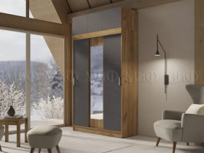 Шкаф с антресолью Басямиф, графит/дуб крафт в Нижневартовске - nizhnevartovsk.mebel-tymen.ru | фото