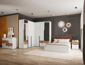 Спальня №2 Лилль Дуб крафт белый/дуб крафт табачный в Нижневартовске - nizhnevartovsk.mebel-tymen.ru | фото